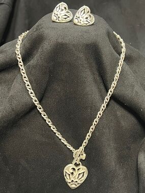 Brighton heart toggle closure necklace w/ matching earrings